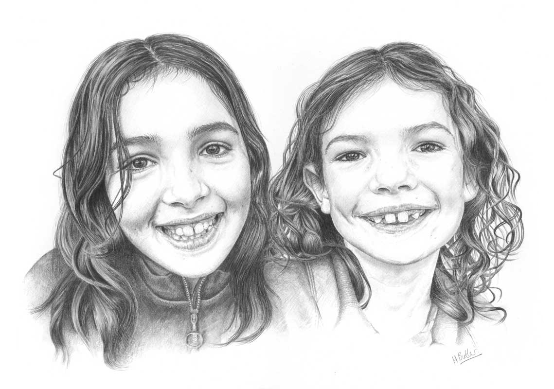 pencil portrait sisters